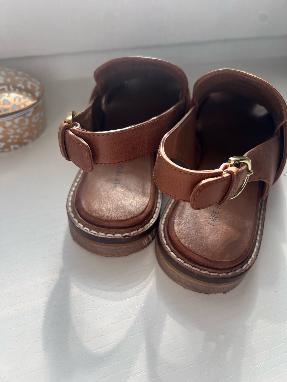 Free People “Libby” Brown Leather Slingback Sandals - Women - Picture 4 of 6
